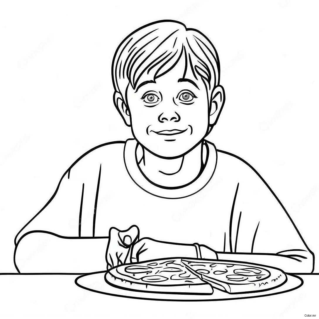 Pagina Para Colorear De Kevin Mccallister Con Pizza 9677 7895