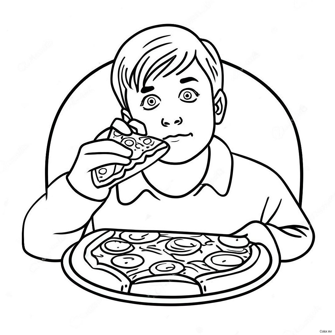 Pagina Para Colorear De Kevin Mccallister Con Pizza 9677 7896
