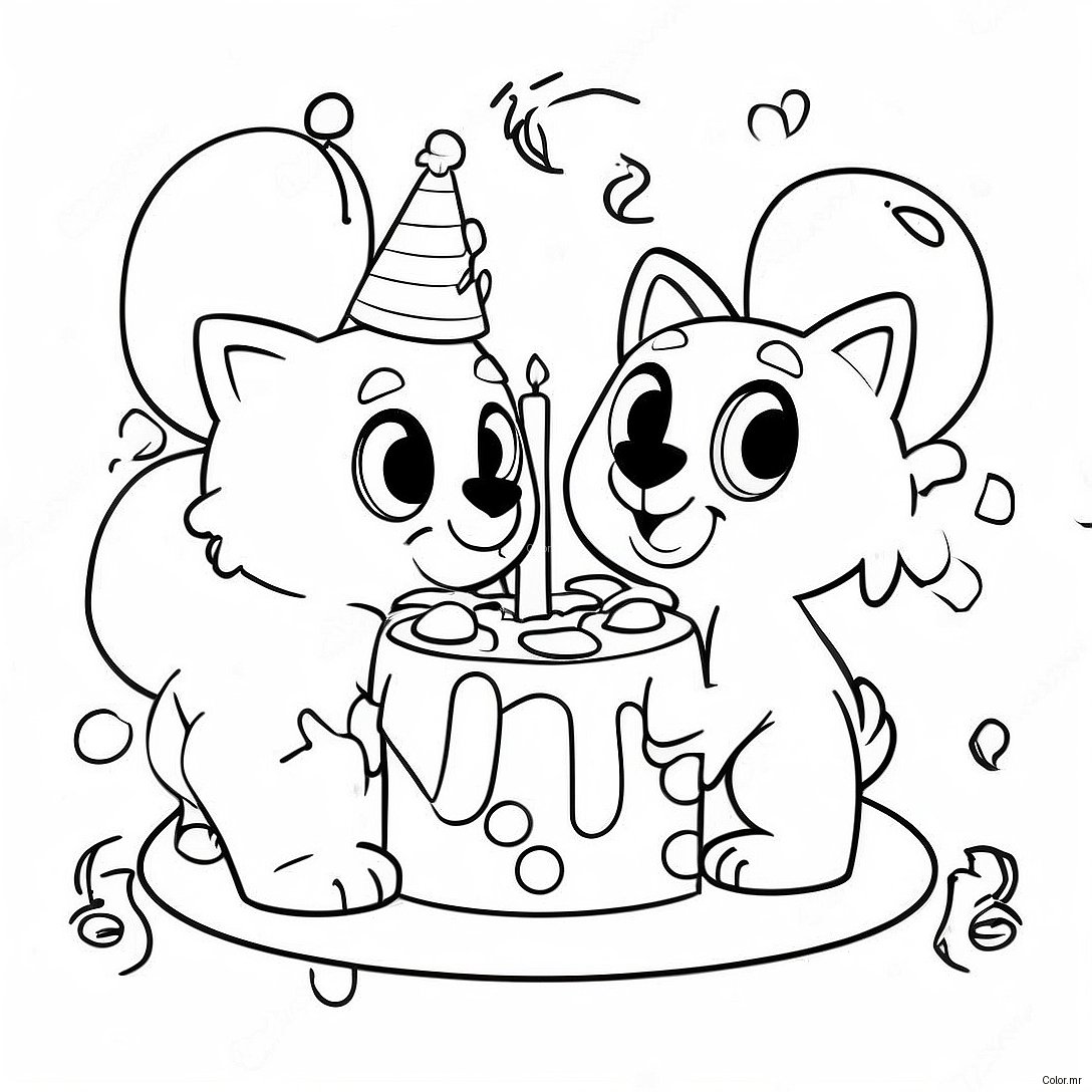 Pagina Para Colorear De La Fiesta De Cumpleanos De Bluey Y Bingo 7665 6229