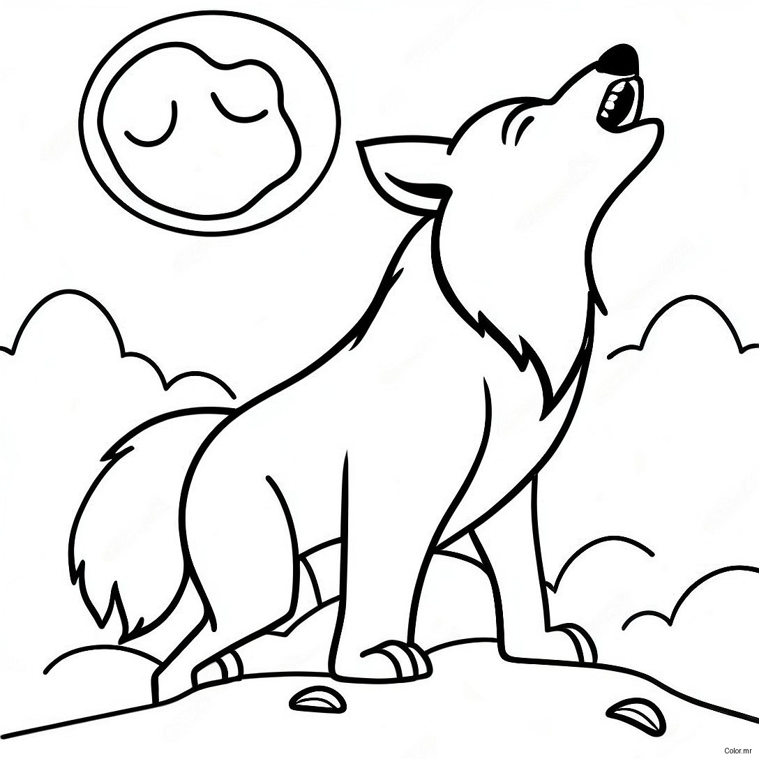 Pagina Para Colorear De Lobo Realista Aullando A La Luna 21012 19424