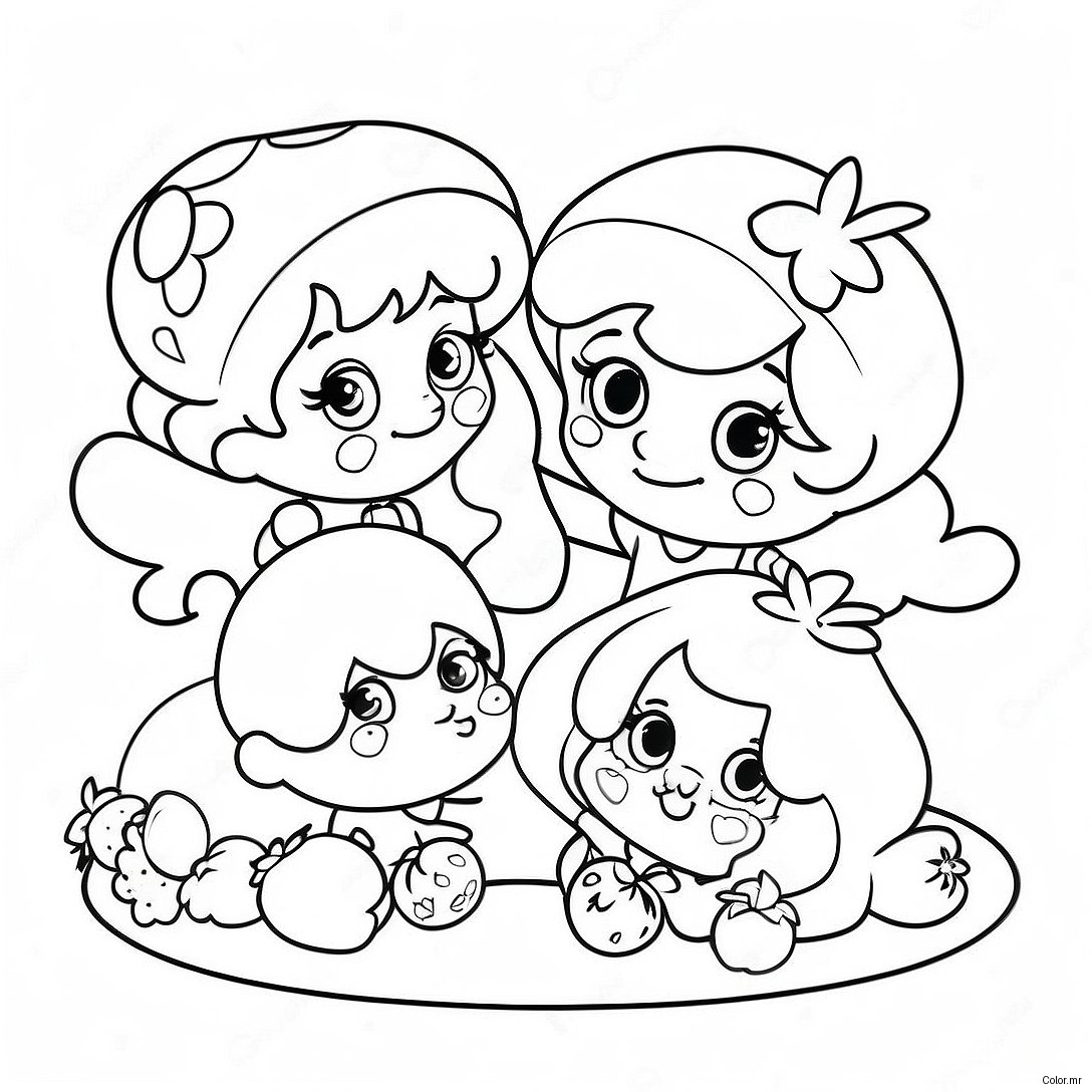 Pagina Para Colorear De Los Amigos De Pastel De Fresa Vintage 11968 9798