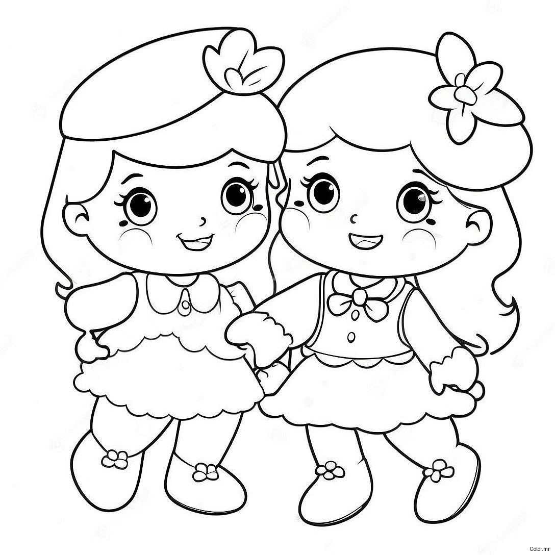Pagina Para Colorear De Los Amigos De Pastel De Fresa Vintage 11968 9800