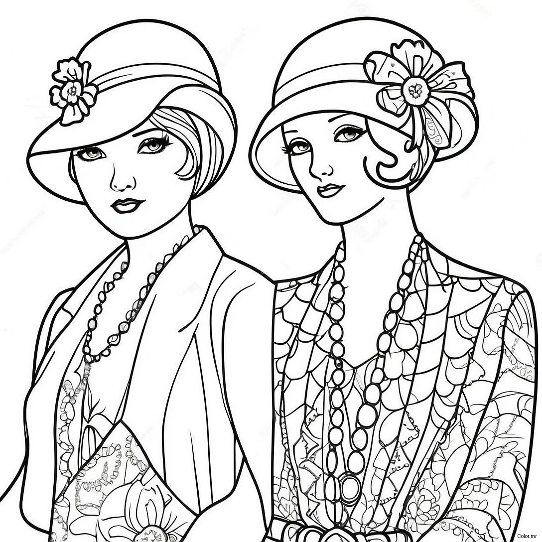 Pagina Para Colorear De Moda Vintage De Los Anos 20 54521 45382