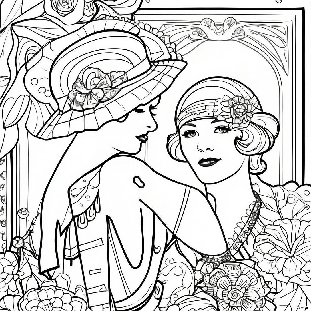 Pagina Para Colorear De Moda Vintage De Los Anos 20 54521 45384