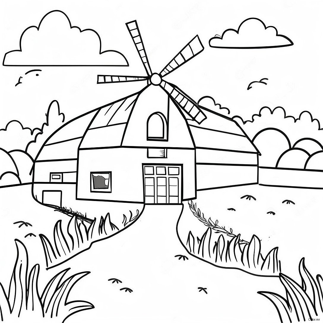Pagina Para Colorear De Paisaje De Granja Realista 26992 24649