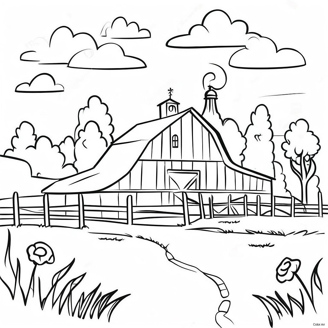 Pagina Para Colorear De Paisaje De Granja Realista 26992 24651