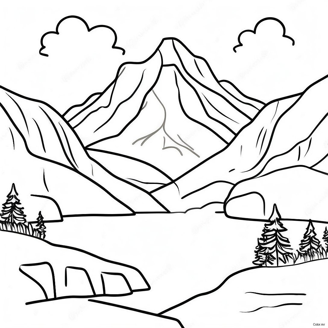 Pagina Para Colorear De Paisaje Montanoso Realista 16191 13663