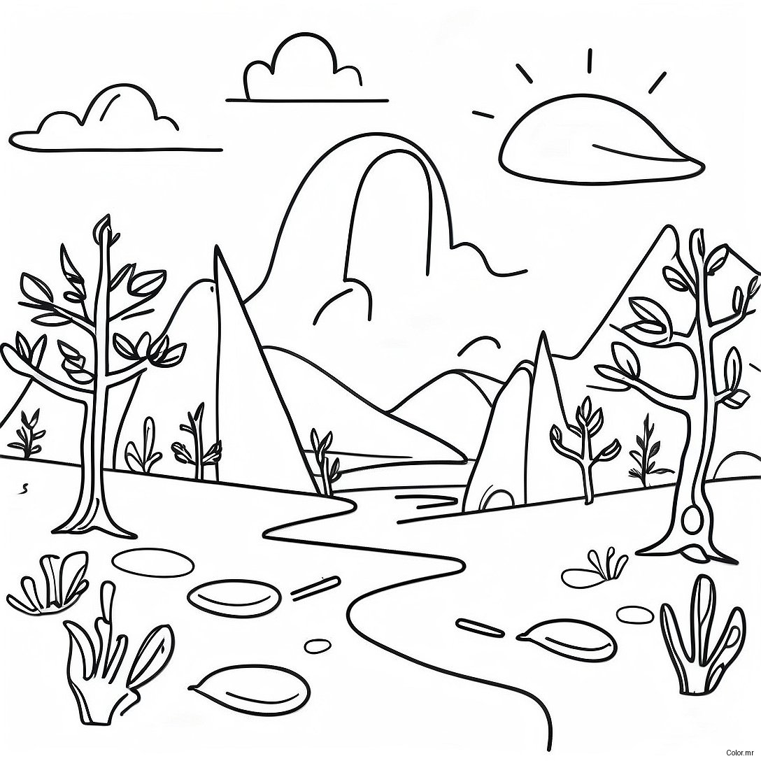Pagina Para Colorear De Paisaje Onirico Surrealista 53439 44401