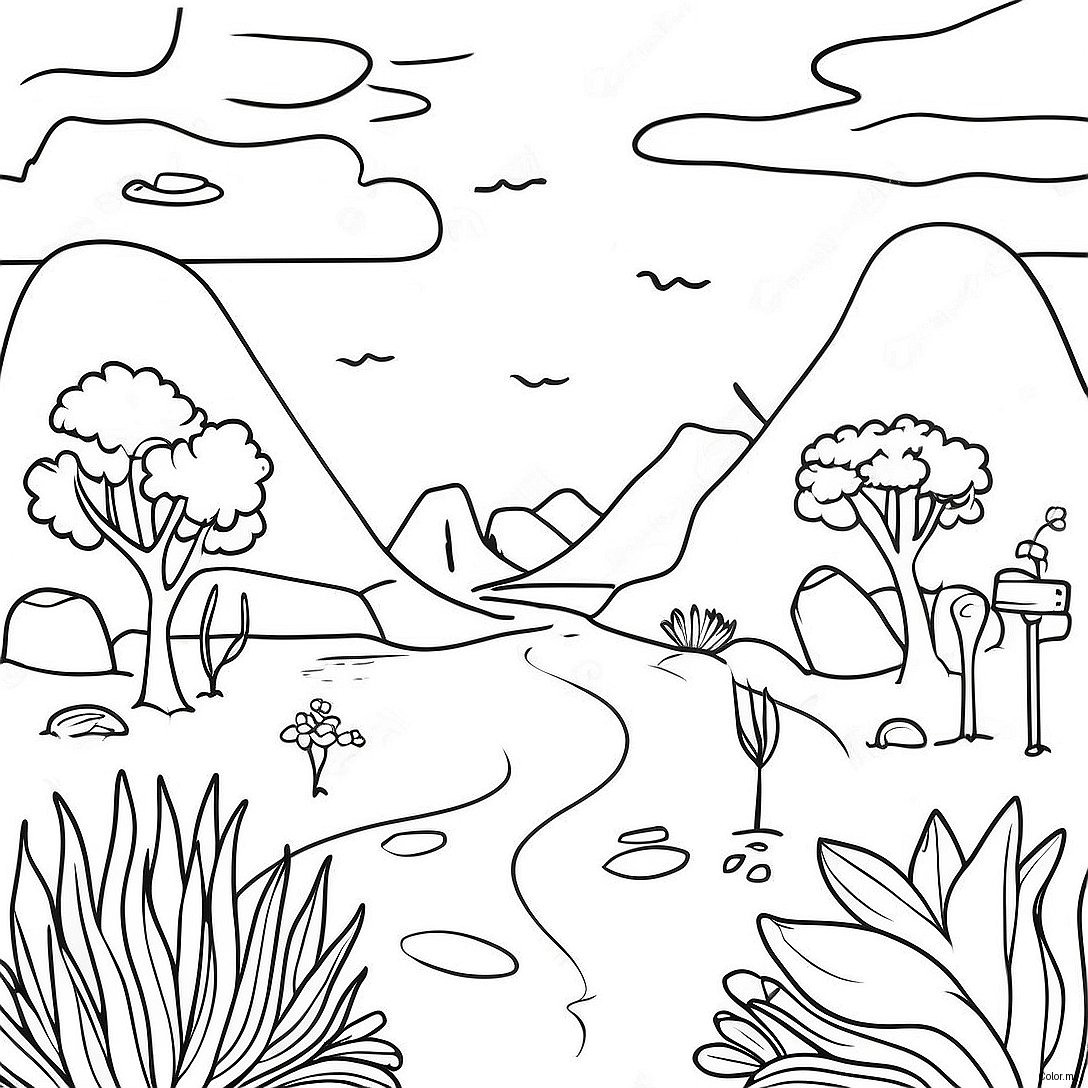 Pagina Para Colorear De Paisaje Onirico Surrealista 53439 44402
