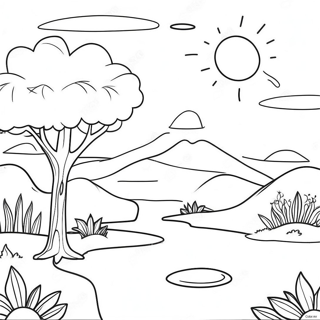 Pagina Para Colorear De Paisaje Onirico Surrealista 53439 44403