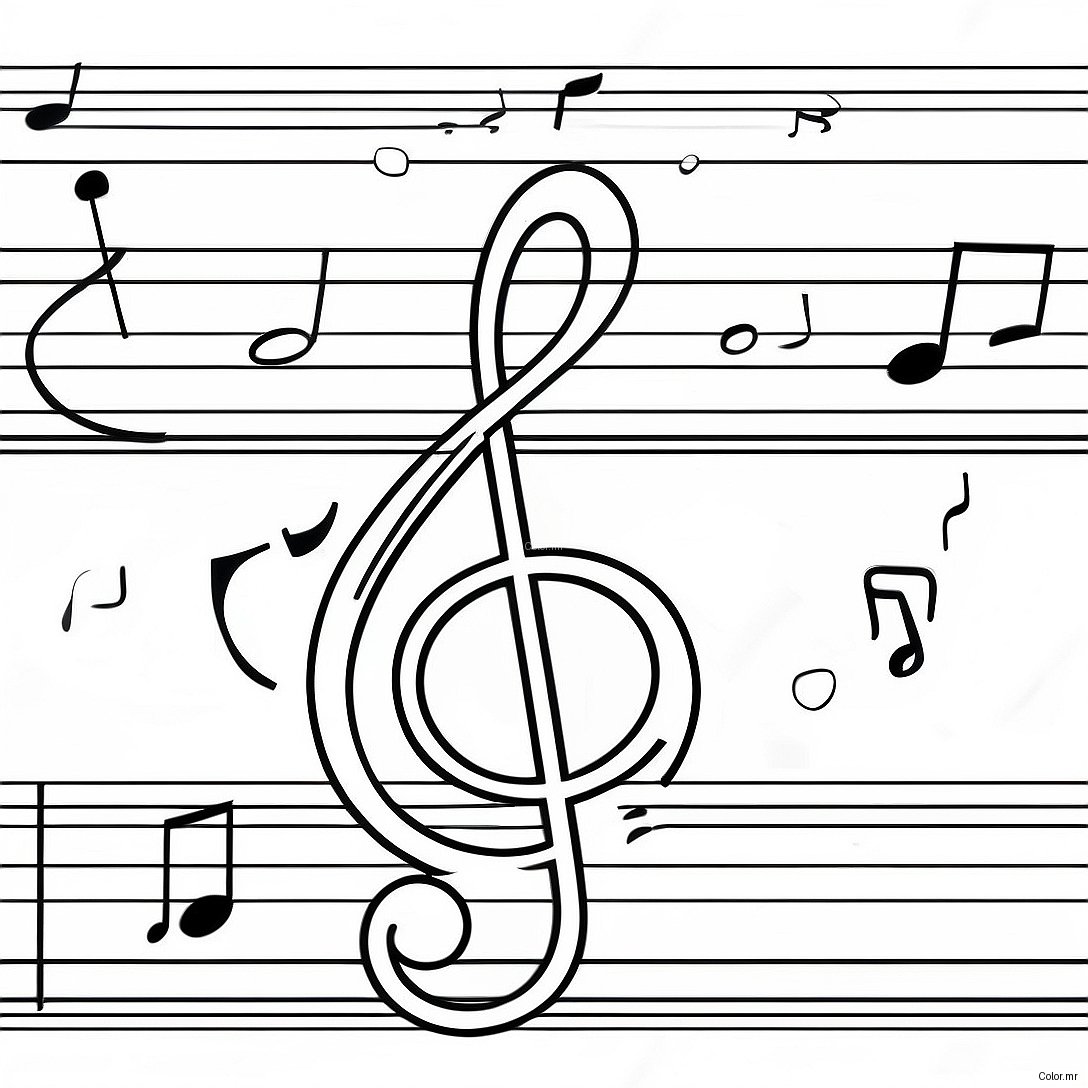 Pagina Para Colorear De Pentagrama Musical Colorido 39198 32545