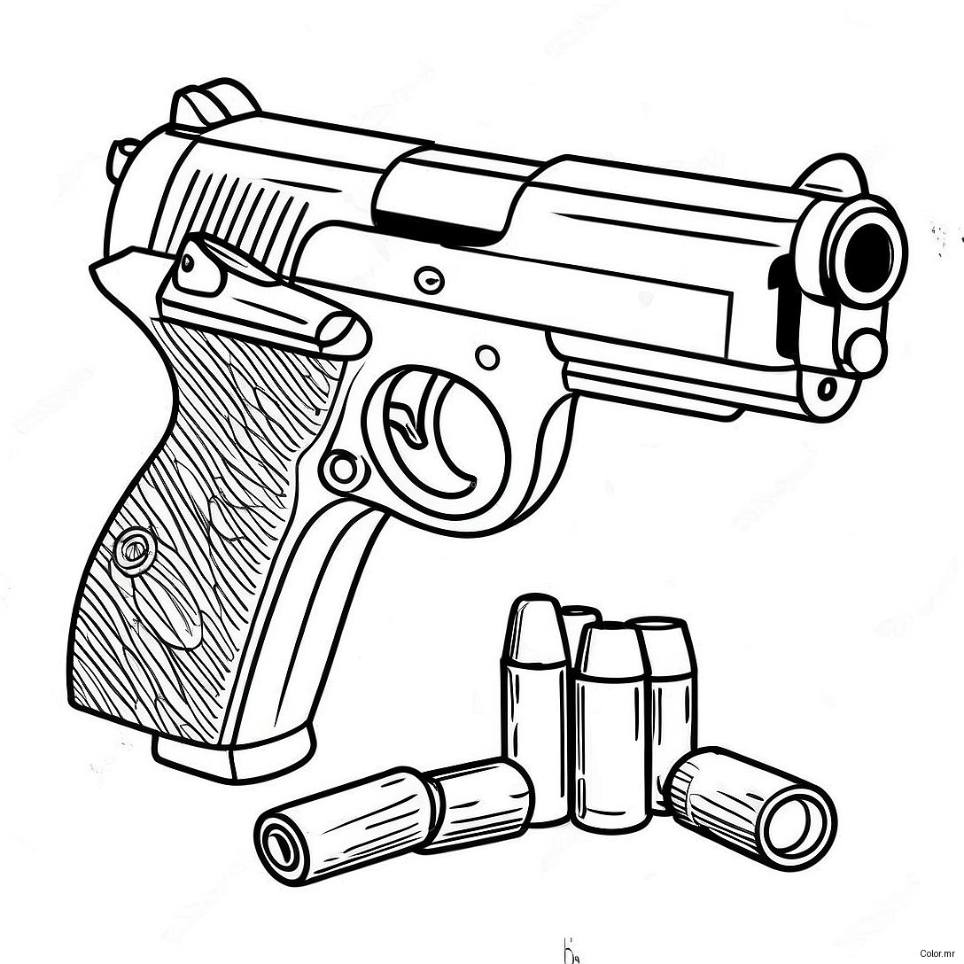 Pagina Para Colorear De Pistola Realista 1062 849