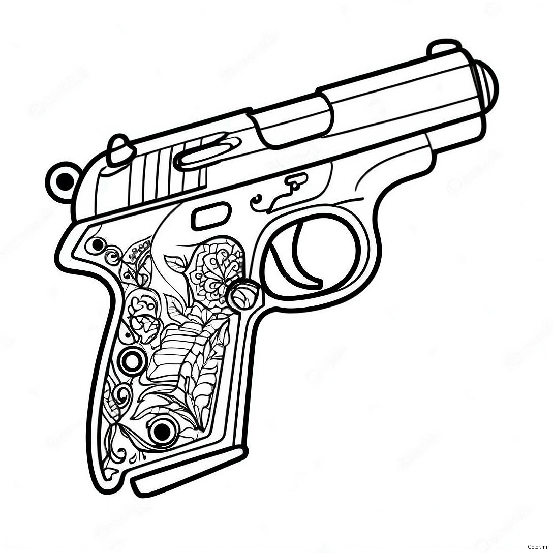 Pagina Para Colorear De Pistola Realista 1062 850