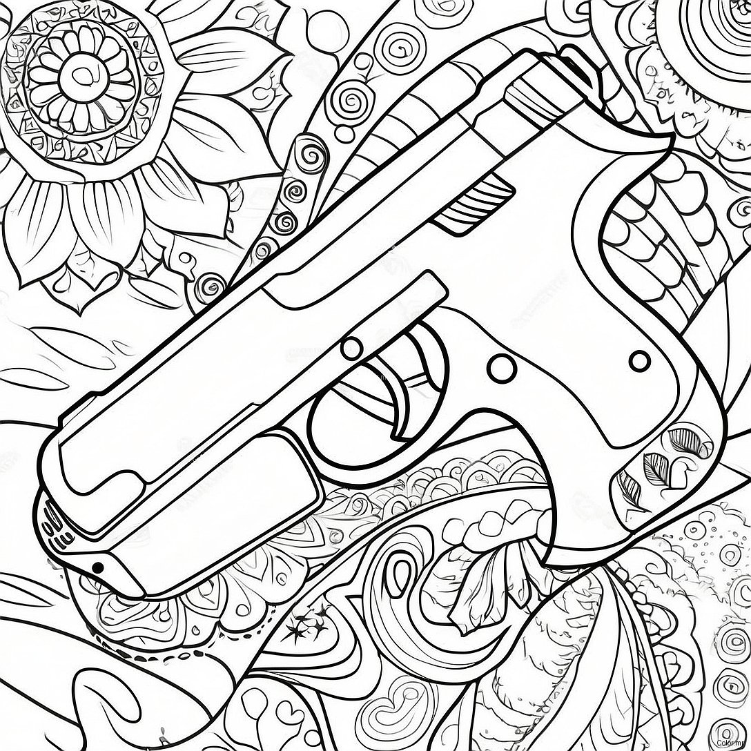 Pagina Para Colorear De Pistola Realista 1062 851