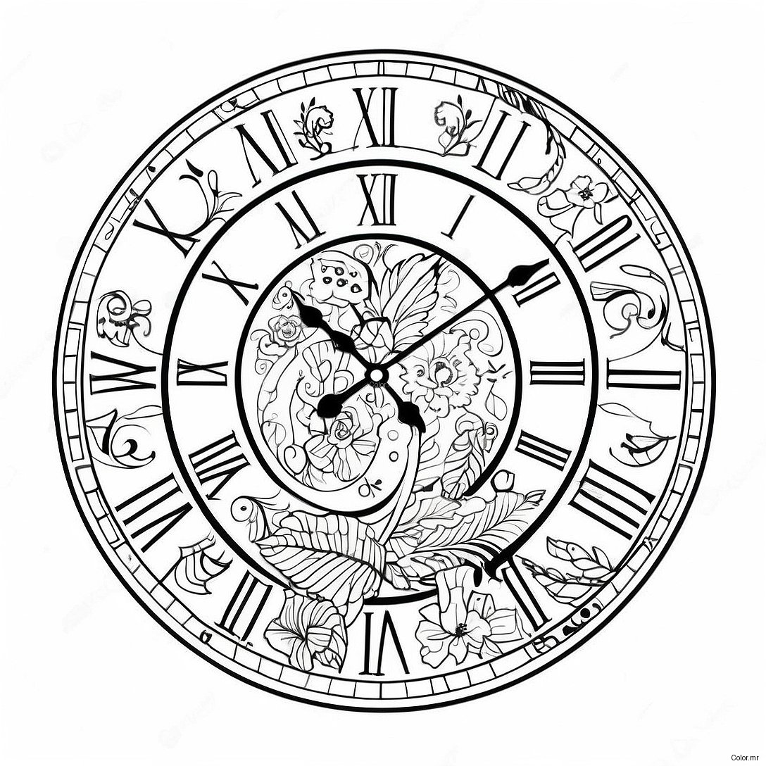 Pagina Para Colorear De Reloj De Pared Vintage 28256 25629