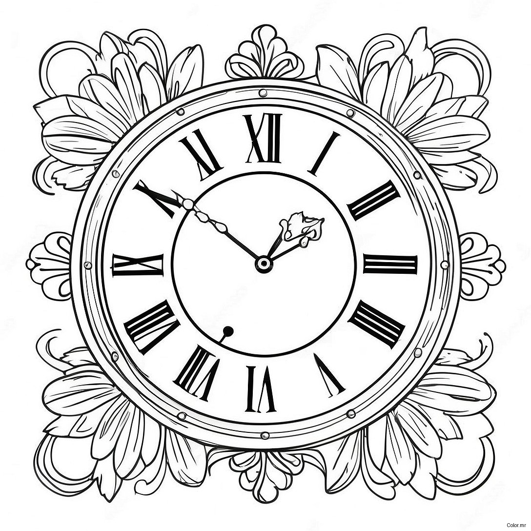 Pagina Para Colorear De Reloj De Pared Vintage 28256 25630
