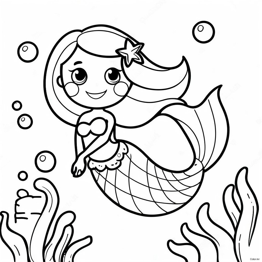 Pagina Para Colorear De Sirena Realista Con Peces Coloridos 13498 11202