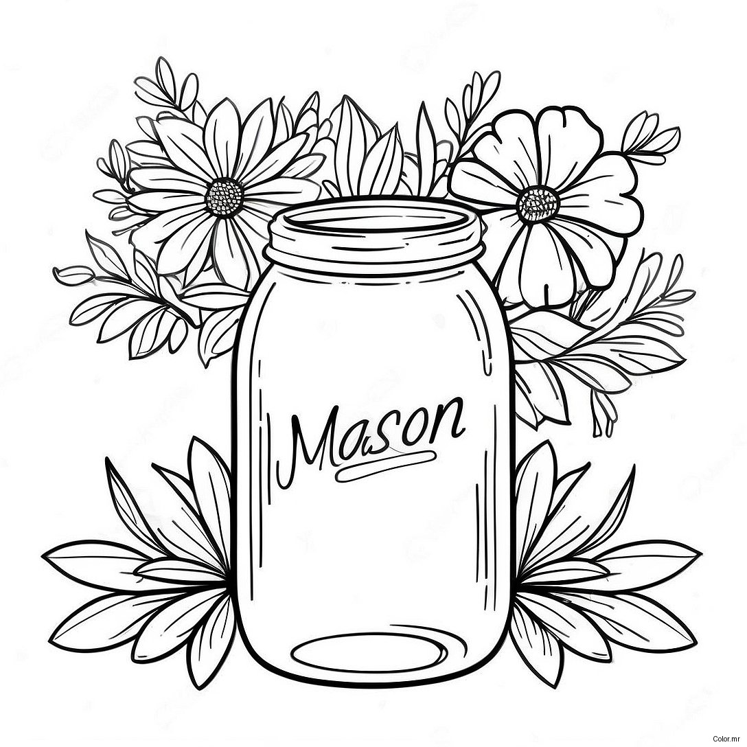 Pagina Para Colorear De Tarro De Mason Vintage 18366 15386