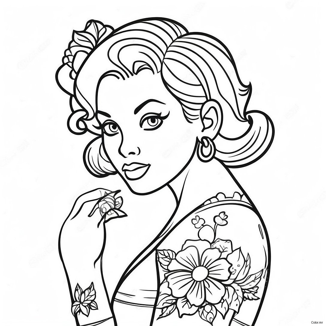 Pagina Para Colorear De Tatuaje Pin Up Vintage 28587 25885