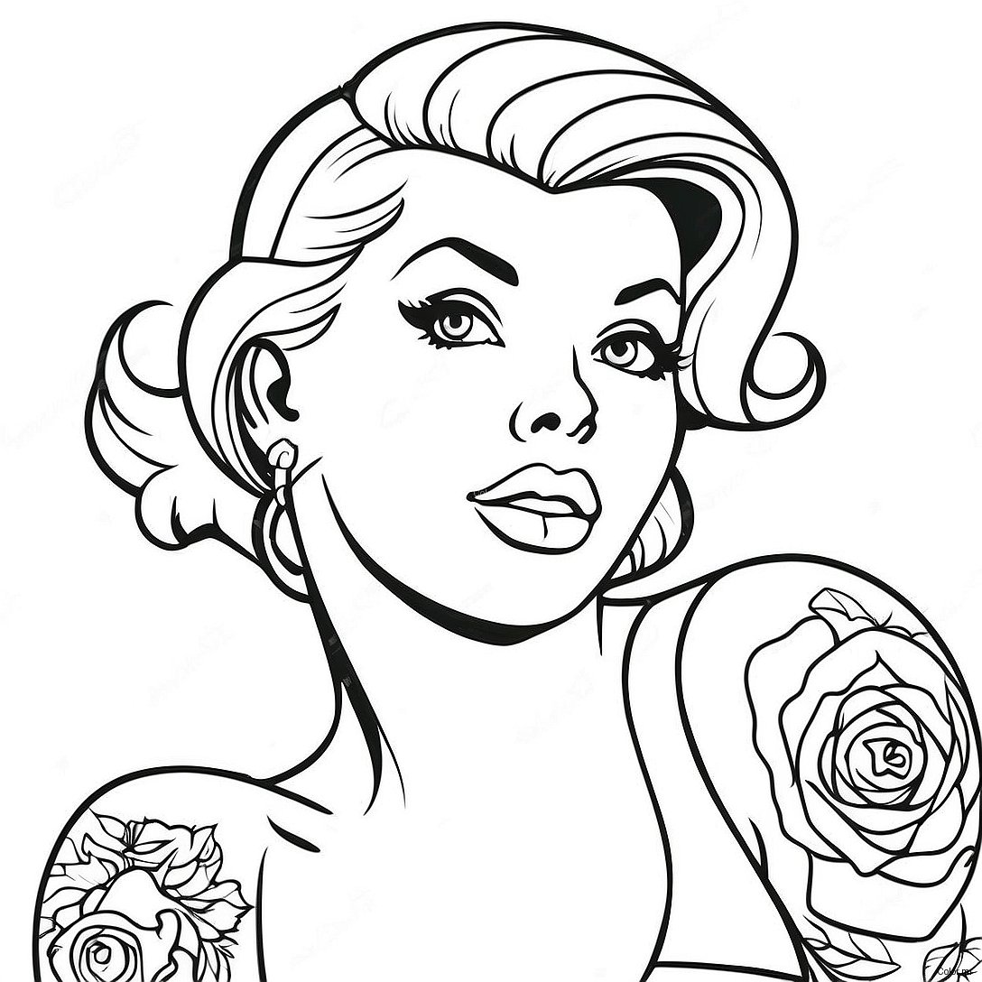 Pagina Para Colorear De Tatuaje Pin Up Vintage 28587 25887
