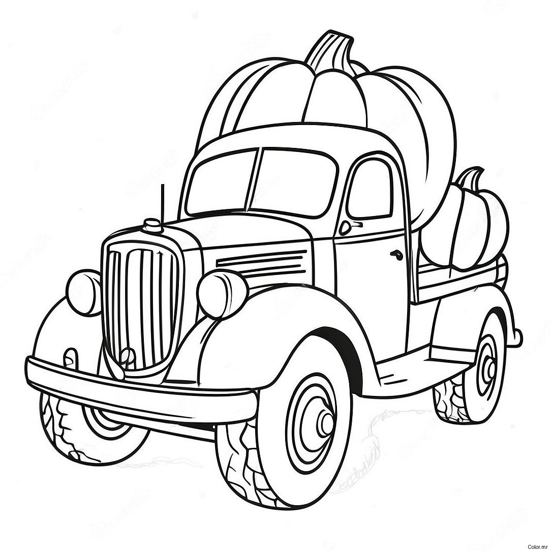 Pagina Para Colorear De Un Camion De Calabaza Vintage 65971 54493