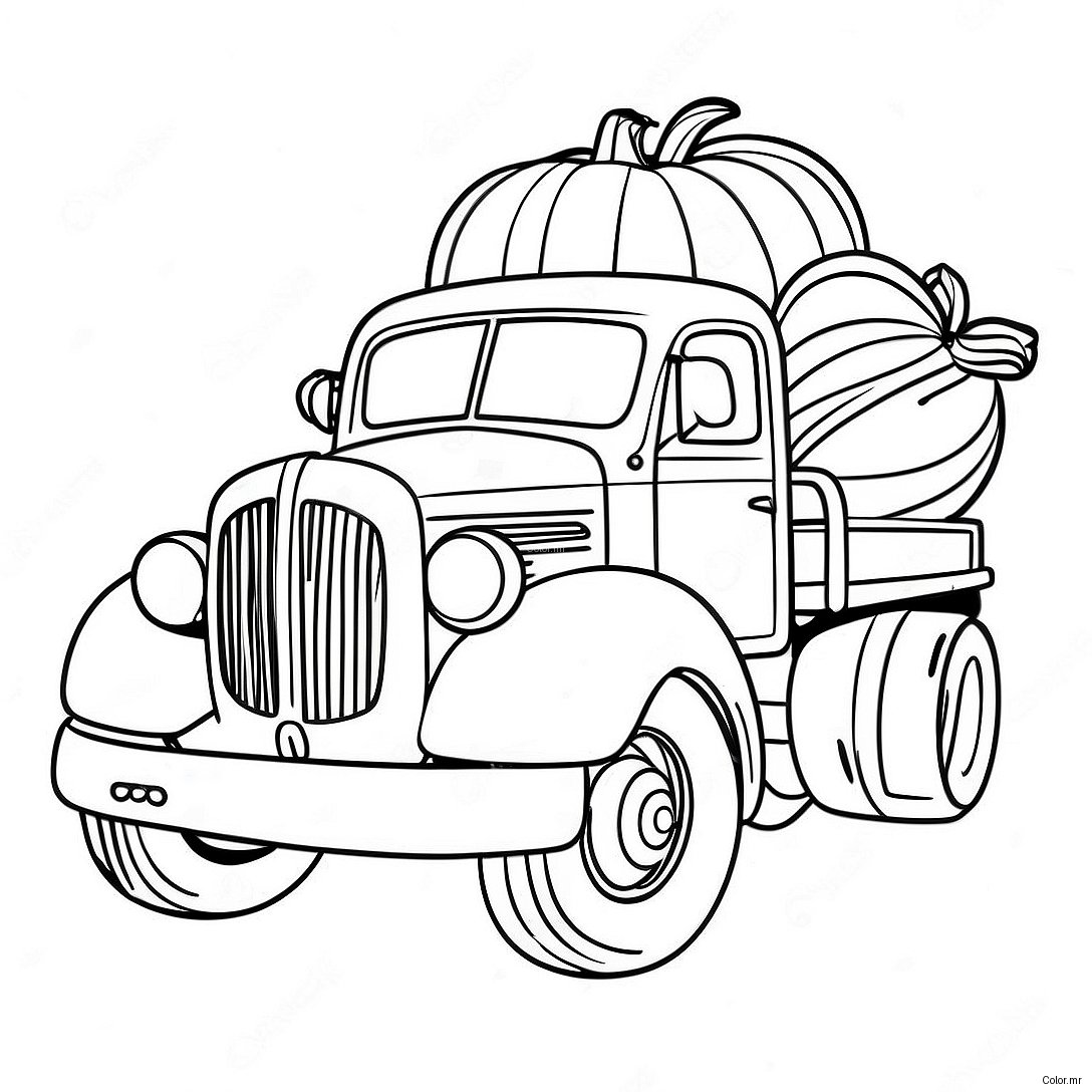 Pagina Para Colorear De Un Camion De Calabaza Vintage 65971 54494