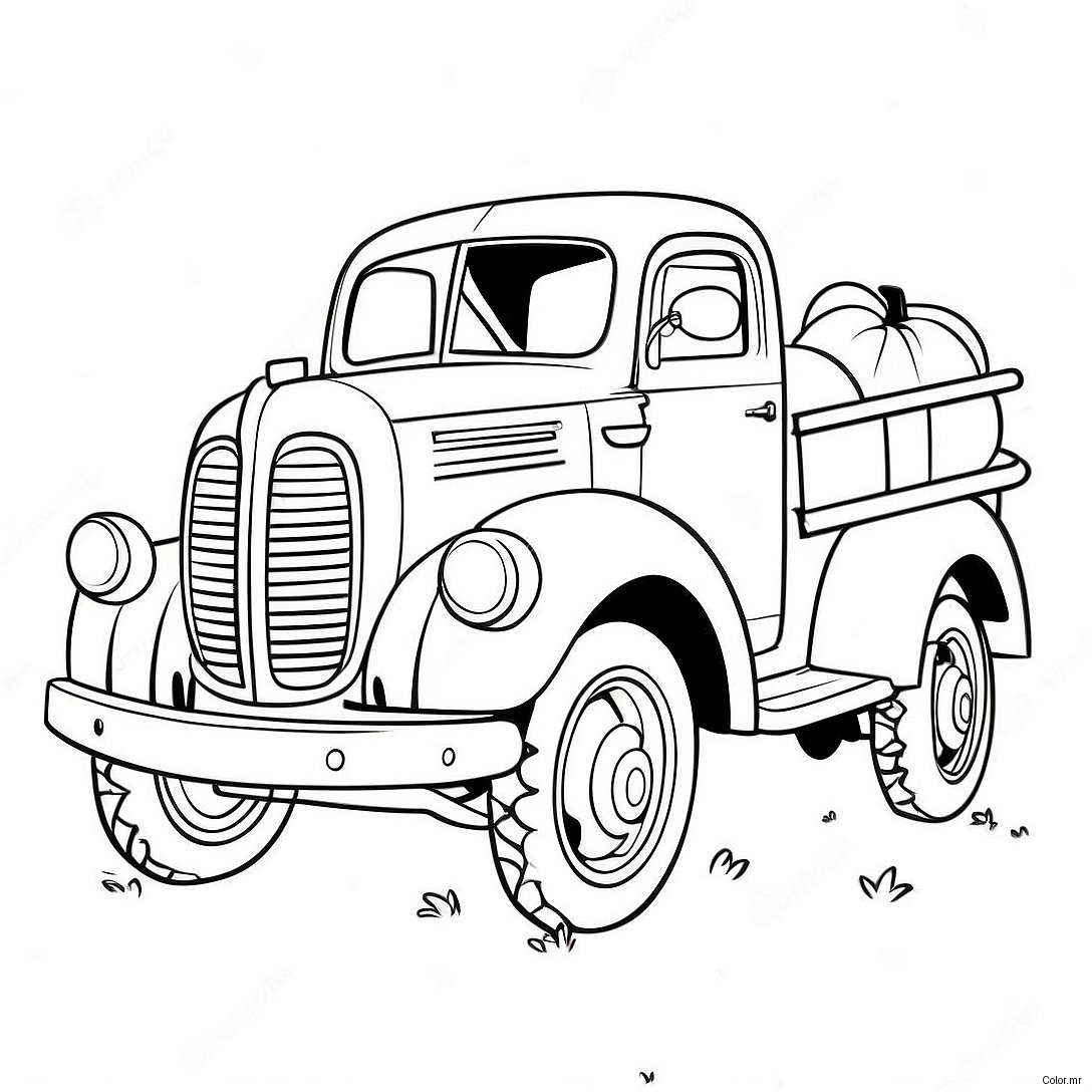 Pagina Para Colorear De Un Camion De Calabaza Vintage 65971 54495