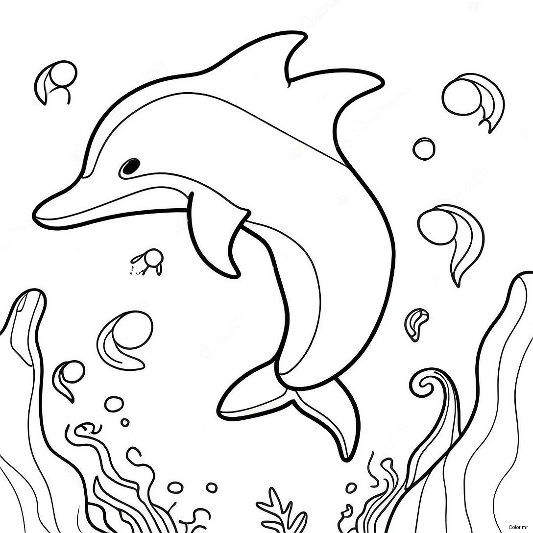 Pagina Para Colorear De Un Delfin Realista Nadando En El Oceano 11327 9283