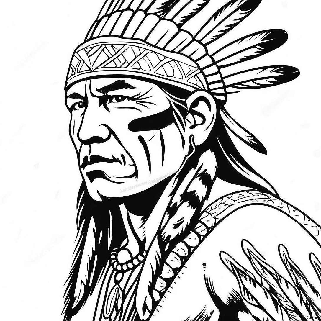 Pagina Para Colorear De Un Guerrero Nativo Americano Realista 47253 39313