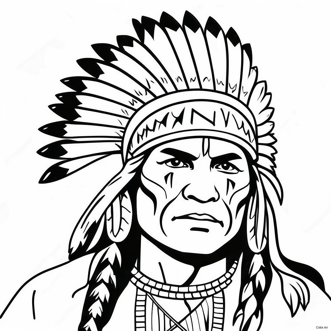 Pagina Para Colorear De Un Guerrero Nativo Americano Realista 47253 39315