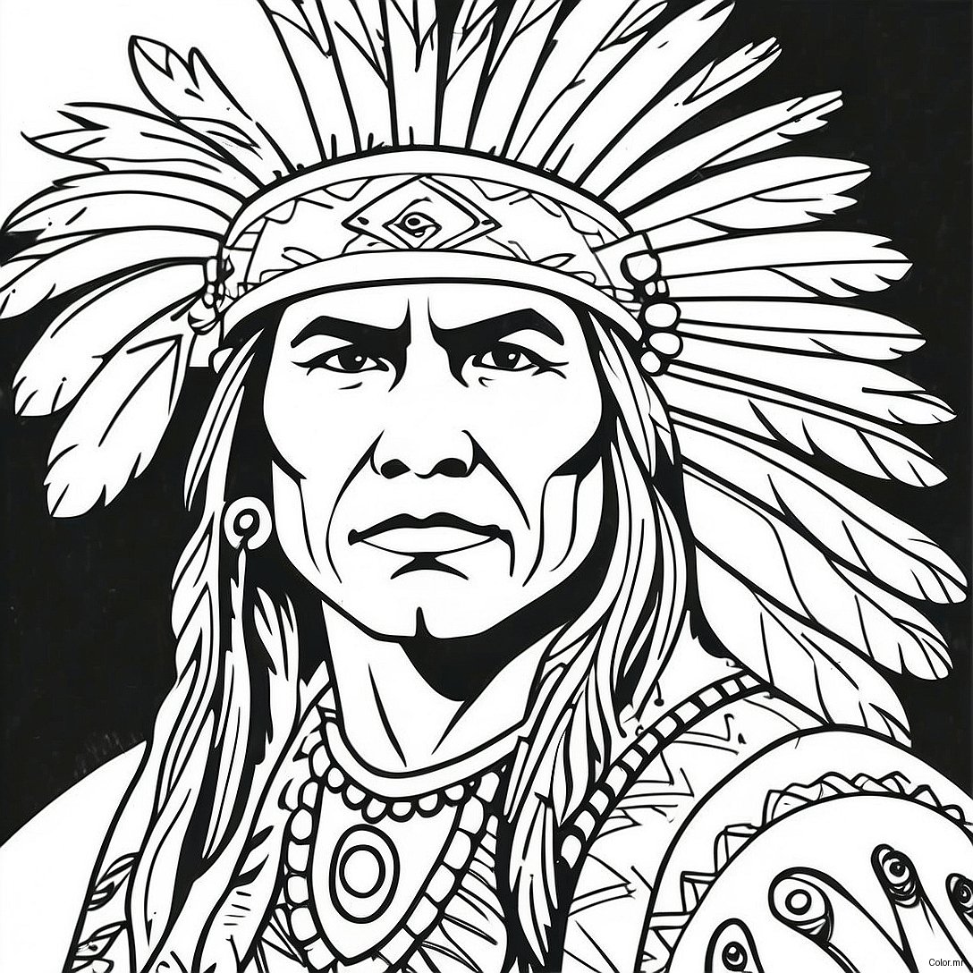 Pagina Para Colorear De Un Guerrero Nativo Americano Realista 47253 39316