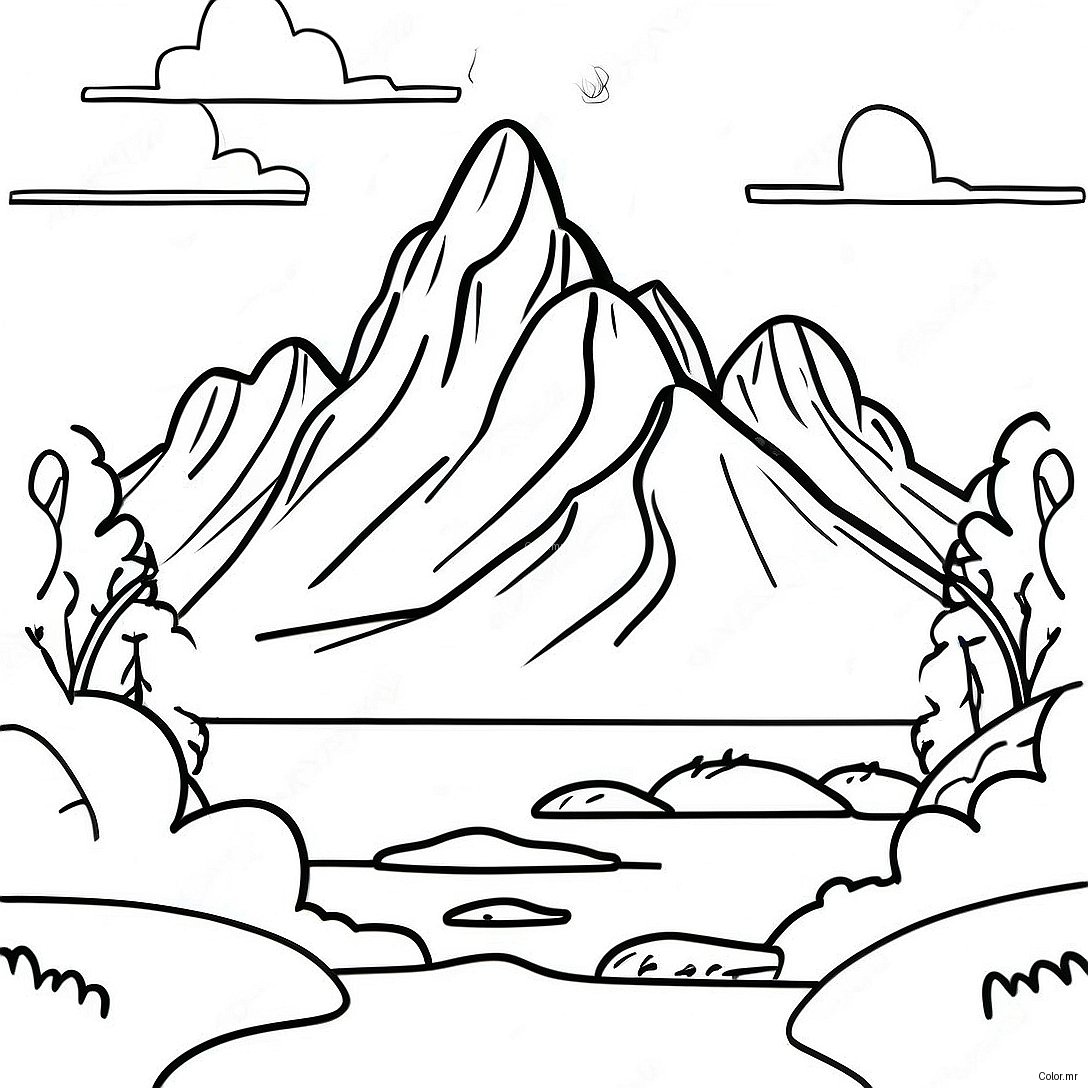 Pagina Para Colorear De Un Paisaje Montanoso Realista 26066 23924