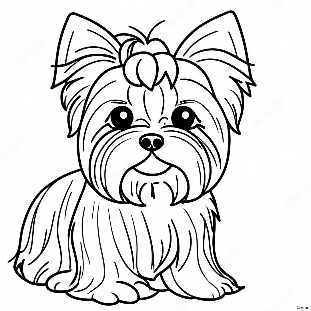 Pagina Para Colorear De Un Yorkie Esponjoso Y Realista 21483 19797