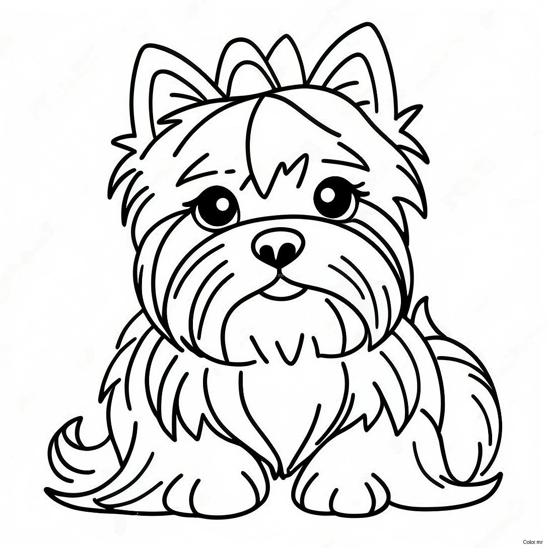 Pagina Para Colorear De Un Yorkie Esponjoso Y Realista 21483 19799