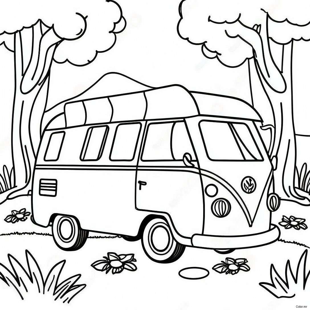 Pagina Para Colorear De Una Caravana Vintage En La Naturaleza 6405 5118