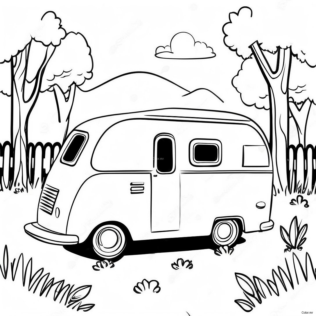 Pagina Para Colorear De Una Caravana Vintage En La Naturaleza 6405 5119
