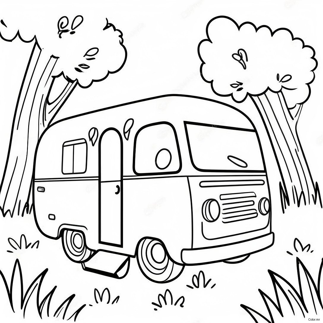 Pagina Para Colorear De Una Caravana Vintage En La Naturaleza 6405 5213