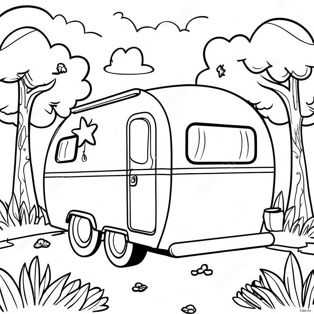 Pagina Para Colorear De Una Caravana Vintage En La Naturaleza 6405 5214