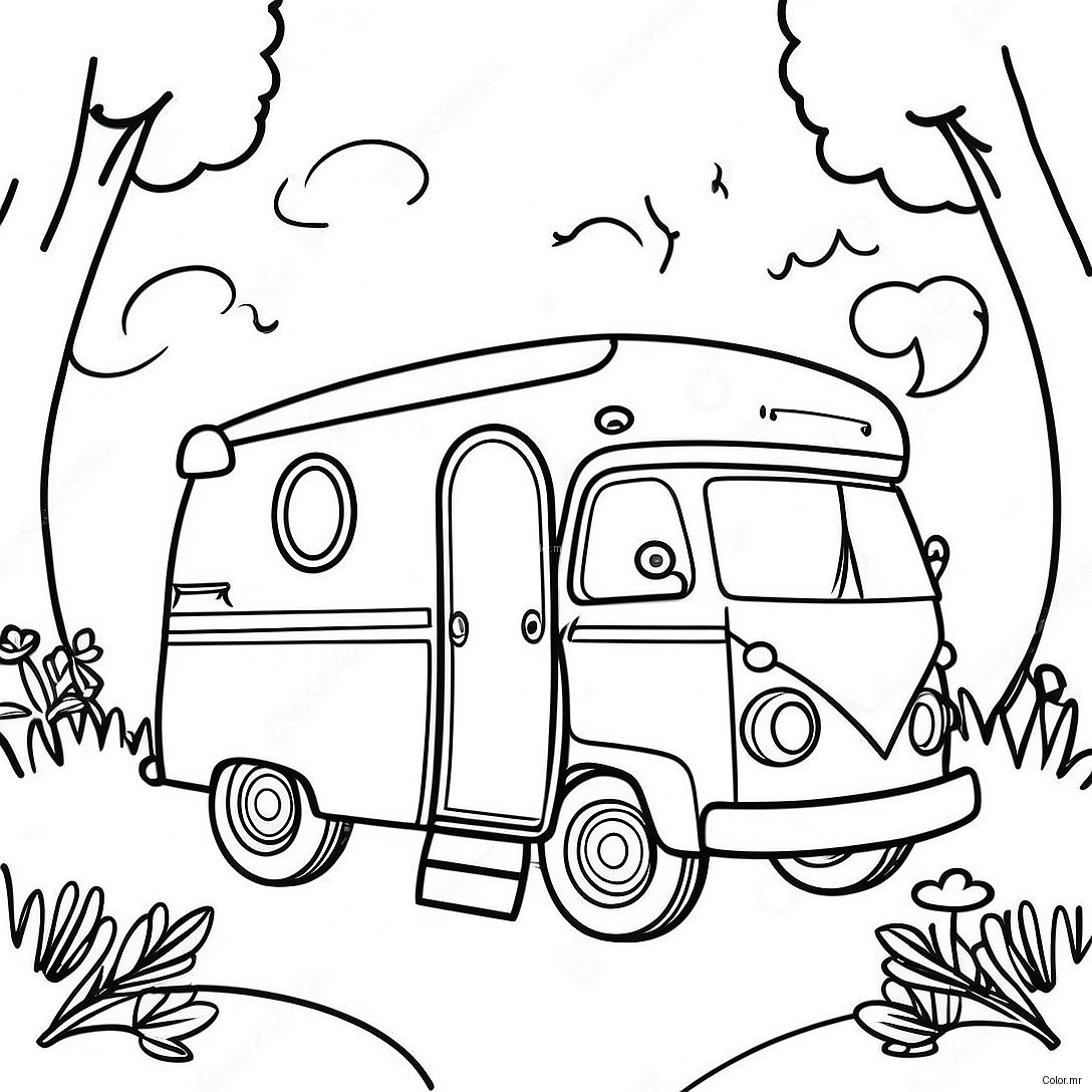 Pagina Para Colorear De Una Caravana Vintage En La Naturaleza 6405 5215
