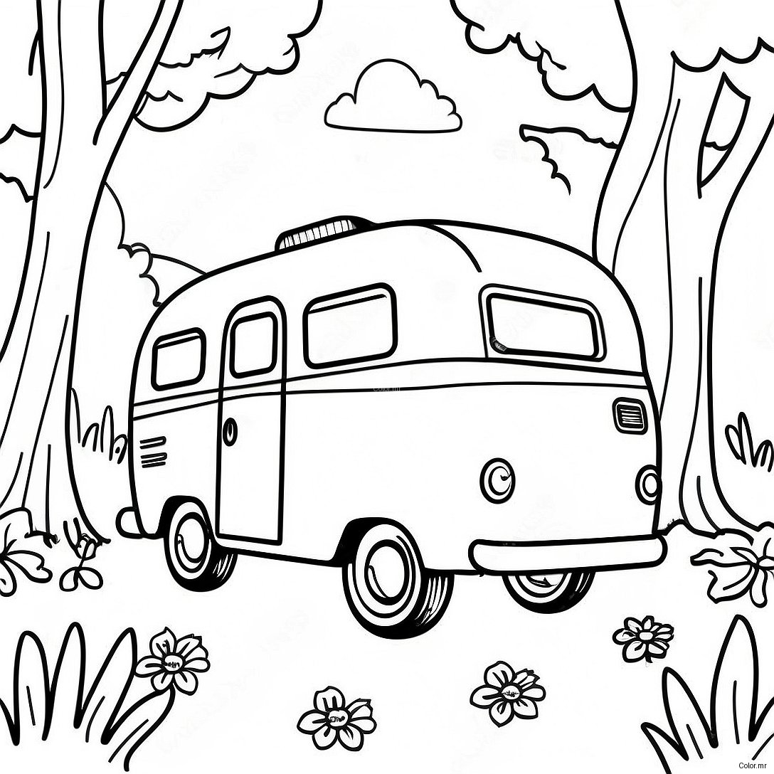 Pagina Para Colorear De Una Caravana Vintage En La Naturaleza 6405 5216