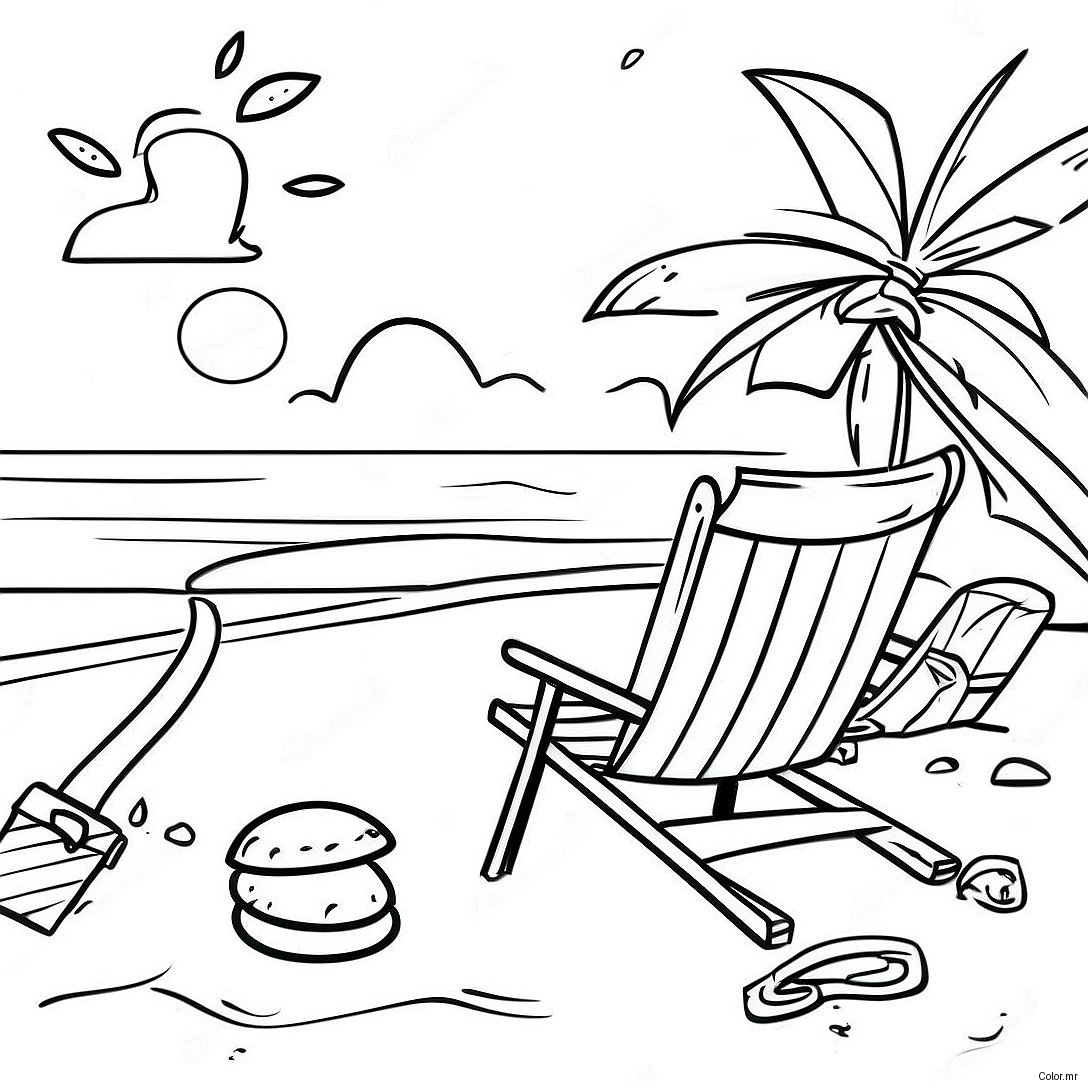Pagina Para Colorear De Una Escena De Playa Realista 12057 9865