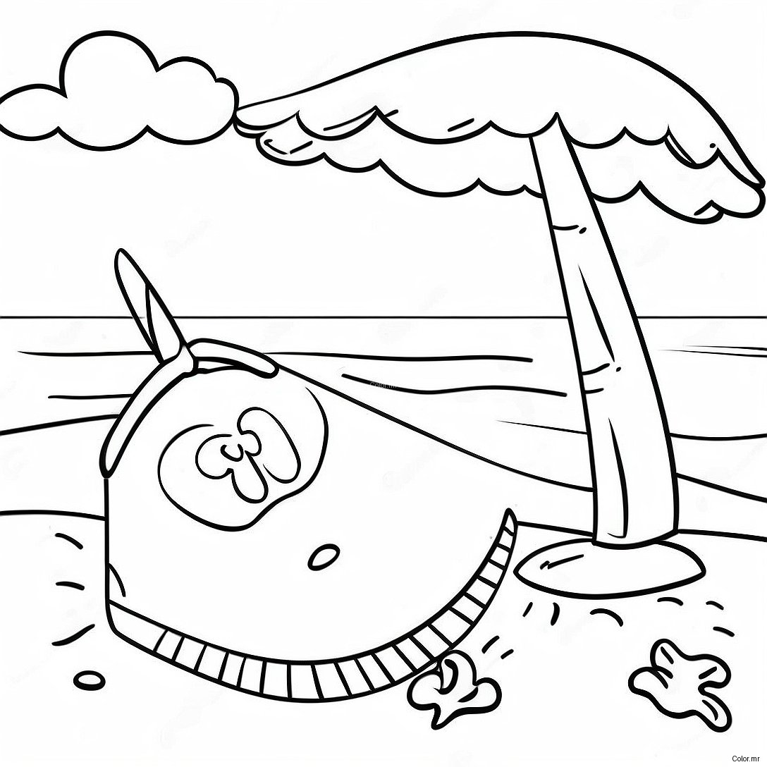 Pagina Para Colorear De Una Escena De Playa Realista 12057 9866