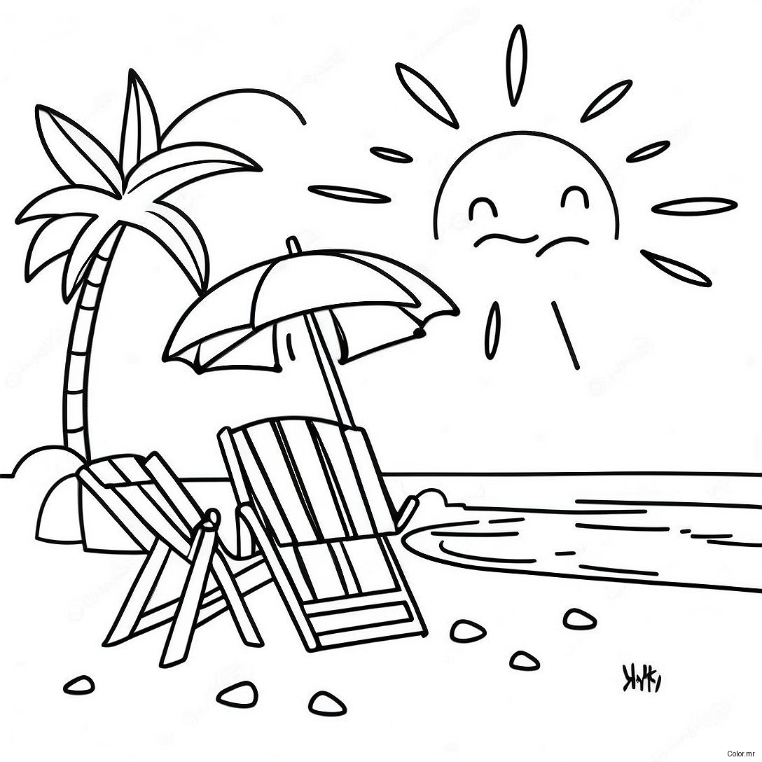 Pagina Para Colorear De Una Escena De Playa Realista 12057 9868