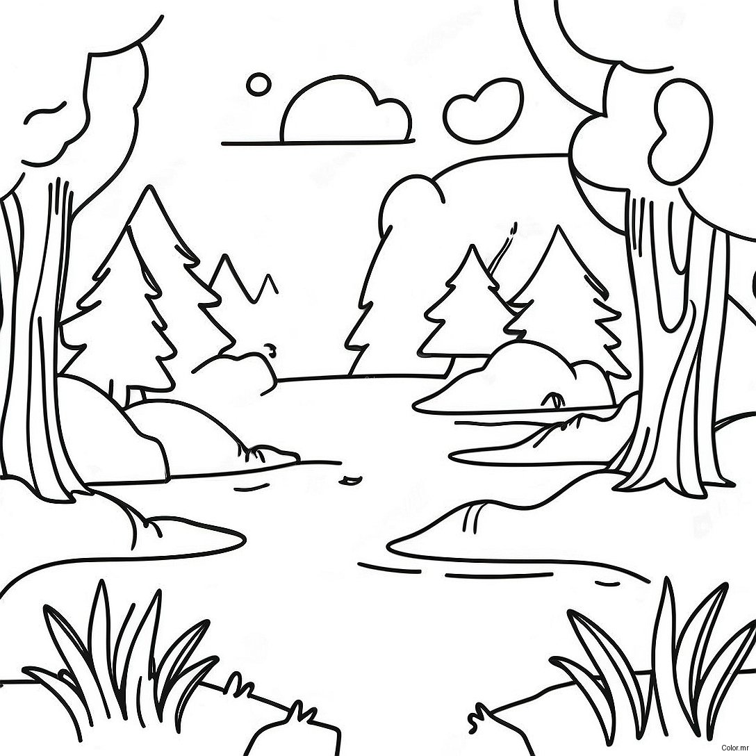 Pagina Para Colorear De Una Escena Natural Realista 55201 45925