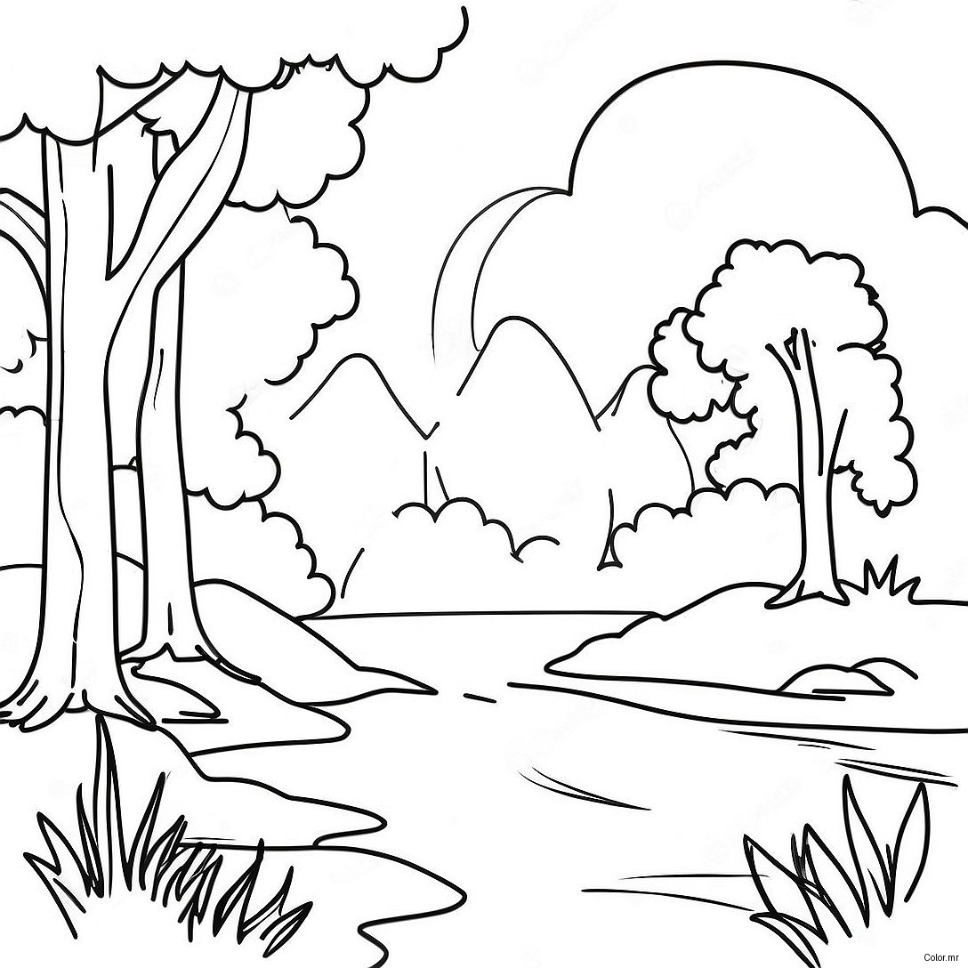 Pagina Para Colorear De Una Escena Natural Realista 55201 45927