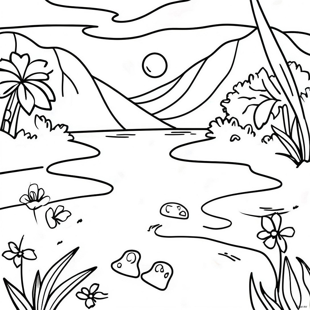 Pagina Para Colorear De Una Escena Natural Realista 55201 45928