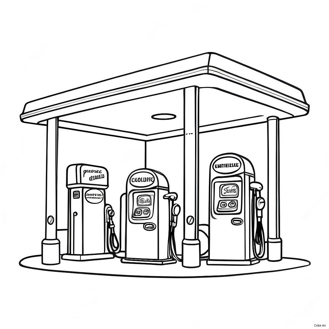 Pagina Para Colorear De Una Gasolinera Vintage 72295 59710