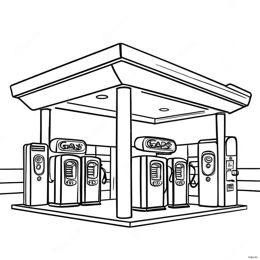 Pagina Para Colorear De Una Gasolinera Vintage 72295 59712