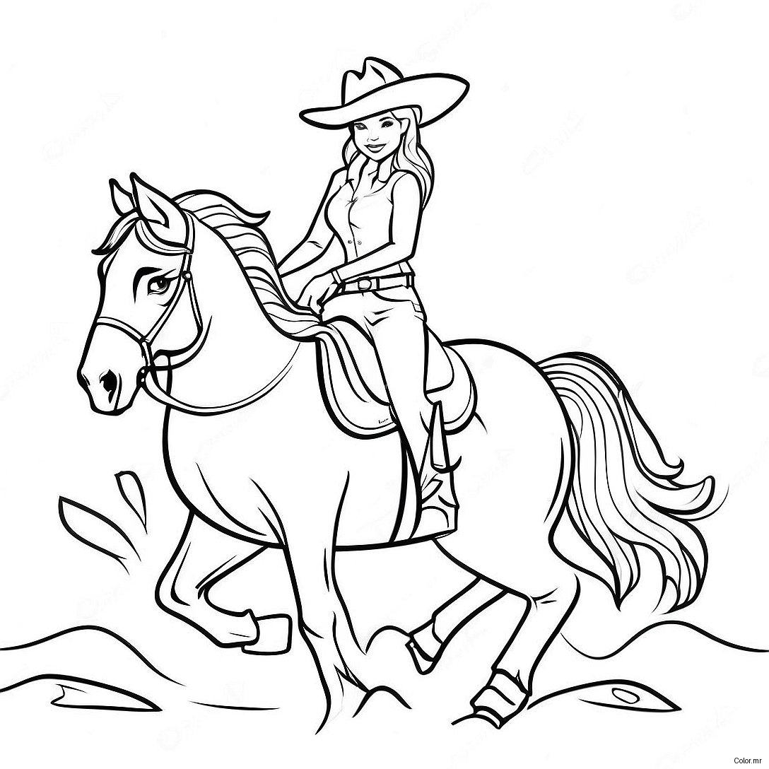 Pagina Para Colorear De Una Vaquera Realista Montando A Caballo 38726 32189