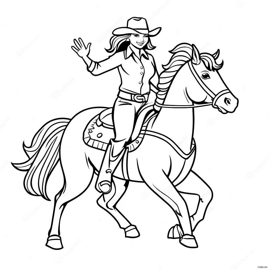 Pagina Para Colorear De Una Vaquera Realista Montando A Caballo 38726 32191